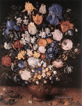  Brueghel Canvas - Bouquet In A Clay Vase flower Jan Brueghel the Elder